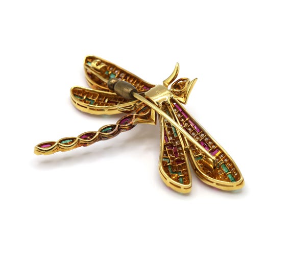 Dragonfly Butterfly Natural Emerald Ruby Diamond … - image 8