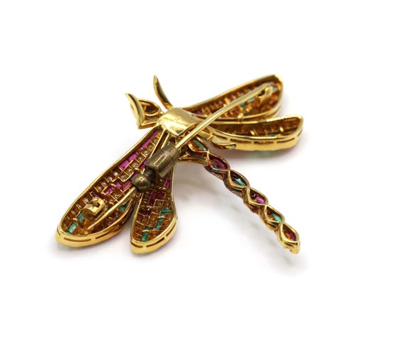 Dragonfly Butterfly Natural Emerald Ruby Diamond … - image 7