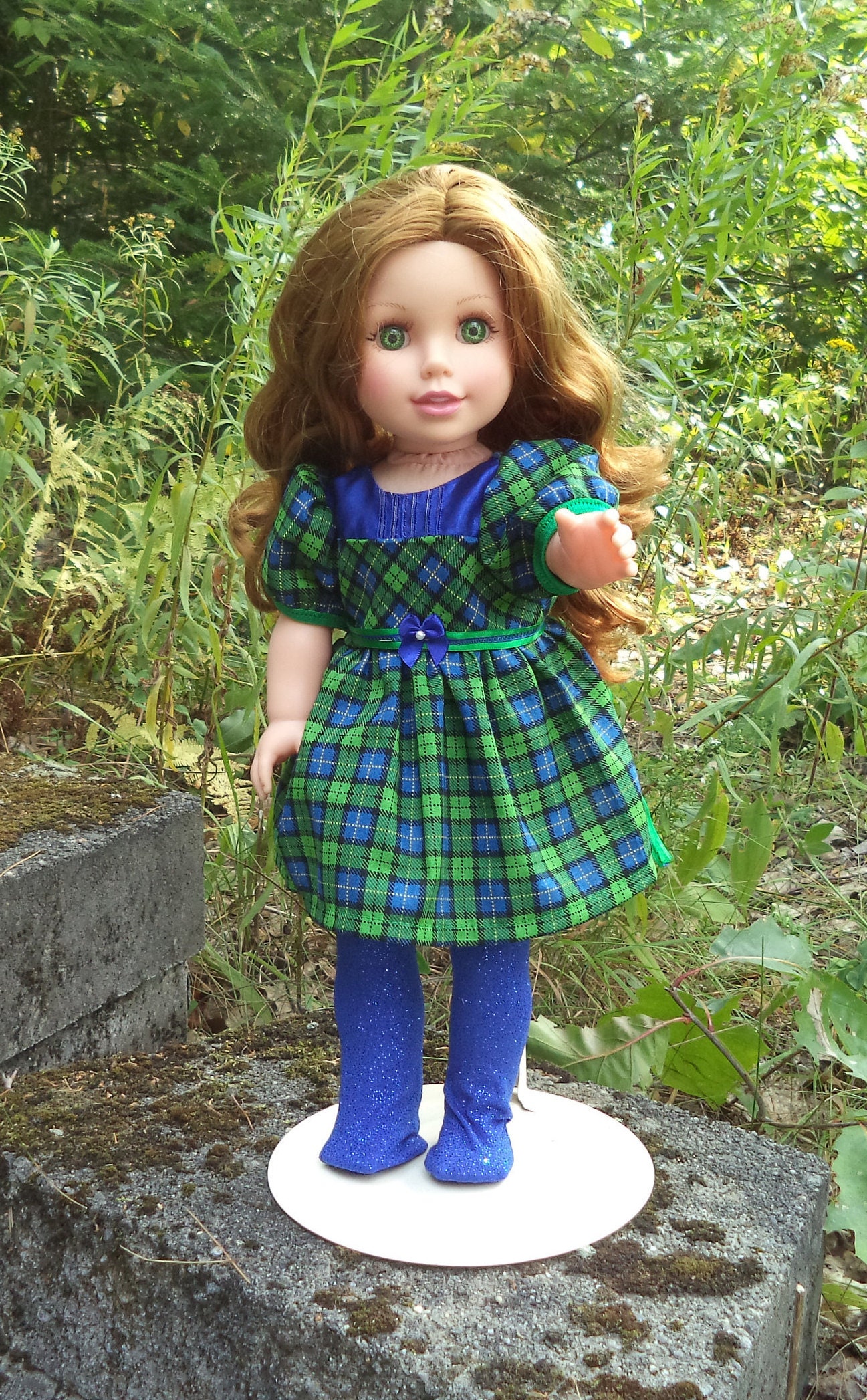 18 doll dress handmade doll dress green and blue Etsy
