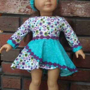 18&quot; doll dress, crossover skirt, headband included