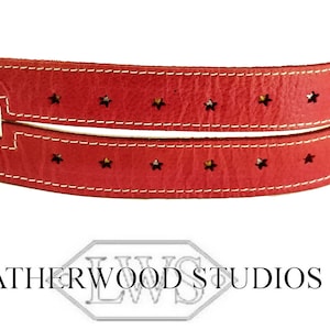 Leather Bracelet that Converts into Bondage Cuffs in Red and White
