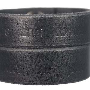 Black Leather Bondage Cuff Bracelet with Kinky But Shy Design