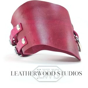 Mature Bondage BDSM Fuschia Pink Leather Posture Collar Slave