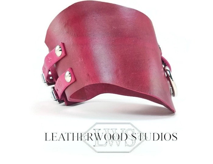Mature Bondage BDSM Fuschia Pink Leather Posture Collar Slave