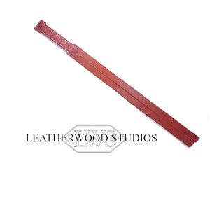 Orange Ledertwse: Hand-punzierter Griff, Leucht-Nähte