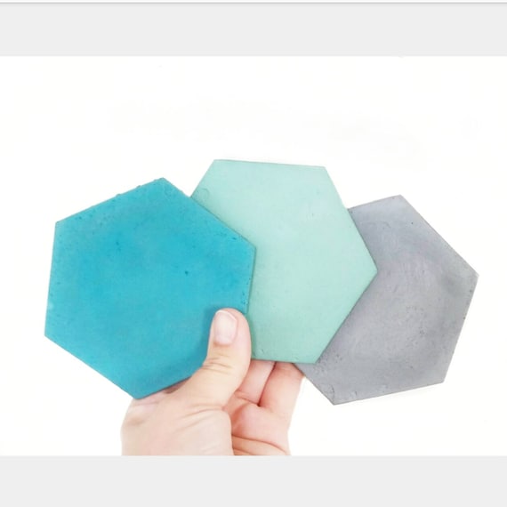 Concrete Hexagon Coasters/Cement Coasters/Geometric decor/New Home Gift/Housewarming Gift/Industrial/Coffee table decor/Minimalist