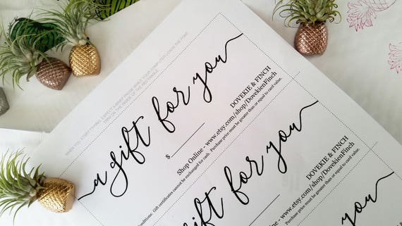 Dovekie & Finch Shop Gift Card/Gift Card/Gift Certificate/Last Minute Gift/Pre-paid Gift Card/Gift for Her/Housewarming Gift/Bridesmaid