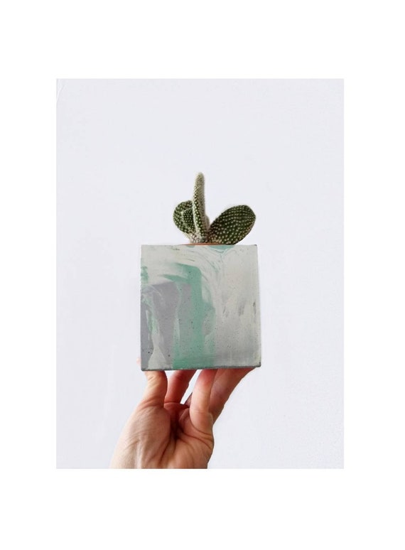 Modern Cube Planter/Succulent Planter/Desk Planter/Concrete Home Decor/Geometic Decor/Minimalist/Square Planter/Cactus Planter/Abstract art/