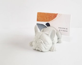 Porte-cartes de visite Frenchie en béton, bouledogue français, amoureux des chiens, maman Frenchie, bouledogue, statue Frenchie, décoration de bureau