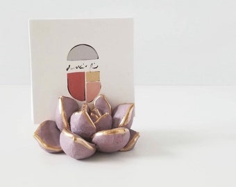 Porte-cartes de visite rose cendré/rose succulente