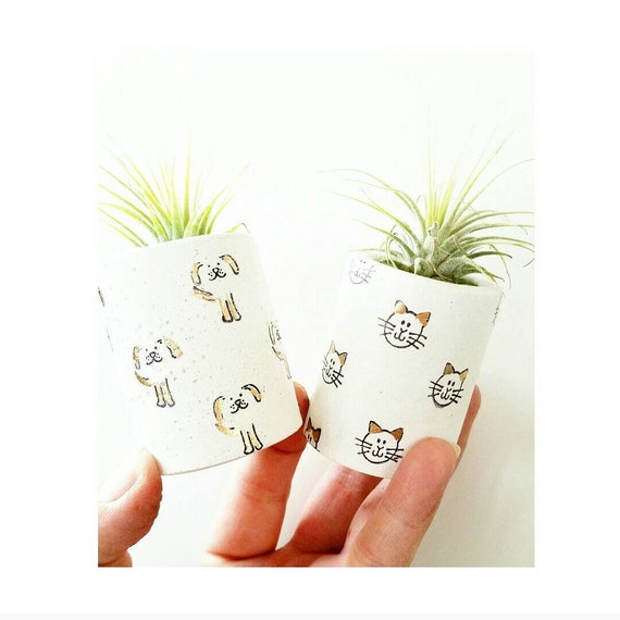 Mini Concrete Cat or Dog Planter/Air Plant Holder/Cat decor/Cat or Dog lover gift/Pet lover gift/