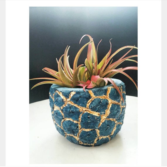 Turquoise Pineapple Planter/Pineapple Lover/Succulent Planter/Pineapple Decor/Concrete Planter/Housewarming Gift/Metallic Pineapple