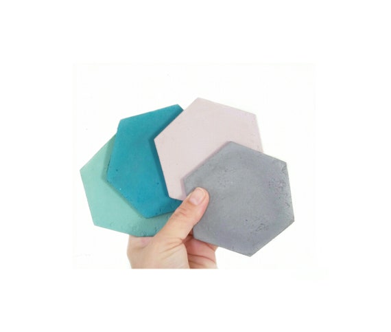 Concrete Hexagon Coasters/Cement Coasters/Geometric decor/New Home Gift/Housewarming Gift/Industrial/Coffee table decor/Minimalist