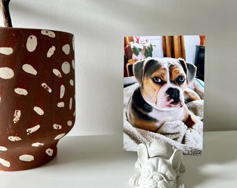 Porte-photos Frenchie en béton, bouledogue français, amoureux des chiens, maman Frenchie, bouledogue, statue Frenchie, décoration de bureau