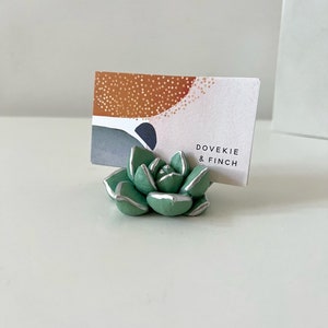 Sea Green Mint Succulent Business Card Holder afbeelding 7