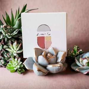 Succulent Business Card Holder Gray