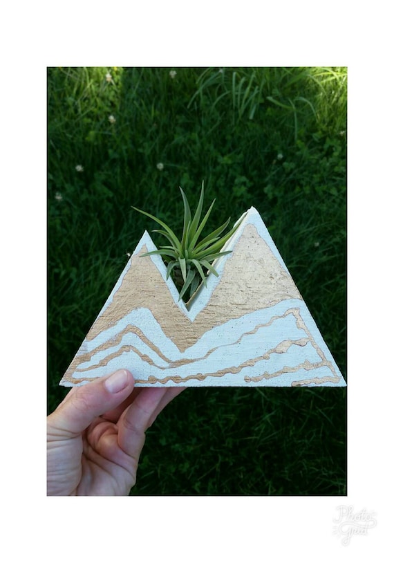 White & Gold Concrete Mountain Decor,Air Planter,Air Plant Holder,Modern Mountain Decor, Concrete Home Decor, Jewelry Holder,Jewelry Display