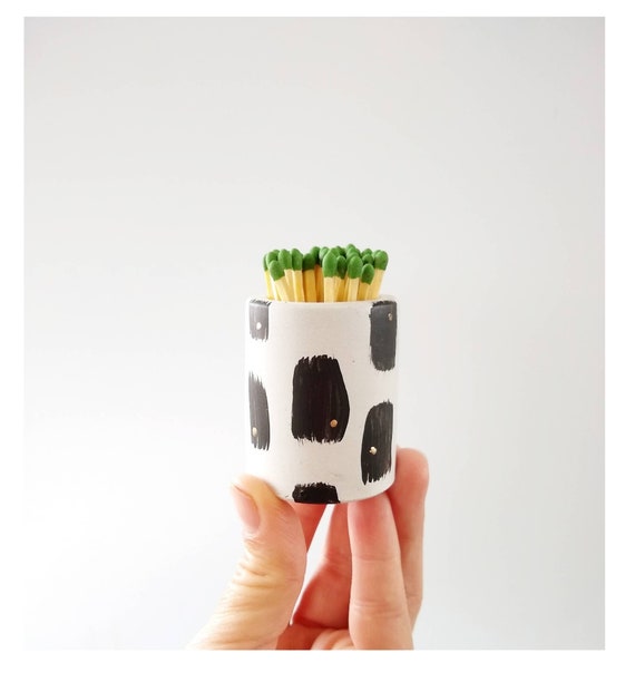 White & Black Concrete Match Stick Holder/Match Striker/Modern home/Match Holder/Vintage Modern