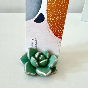 Sea Green Mint Succulent Business Card Holder afbeelding 8