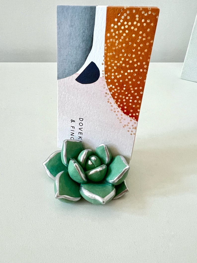 Sea Green Mint Succulent Business Card Holder image 8