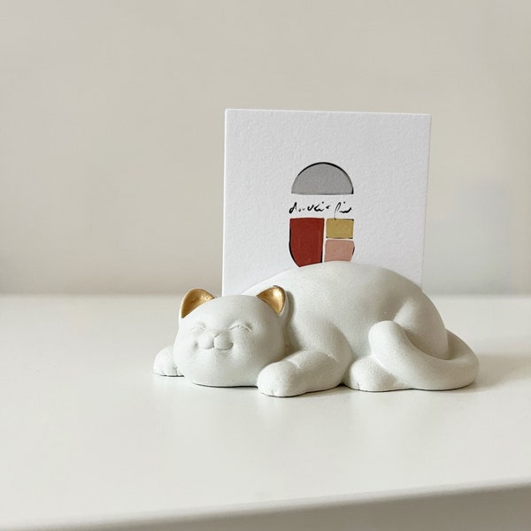 Cat Business Card Holder, Cat statue, Pet Lover,Desk Decor, Cat lady,