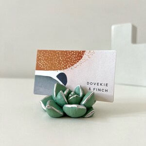 Sea Green Mint Succulent Business Card Holder image 5