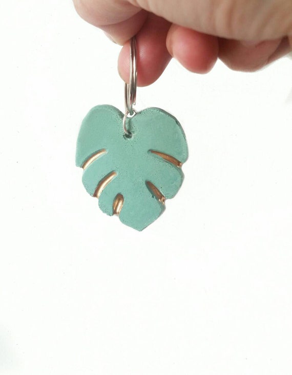 Monstera Key Chain/Monstera leaf/House Plant/Concrete decor/plant lover/tropical plants/key chain/Monstera/plant killer/black thumb
