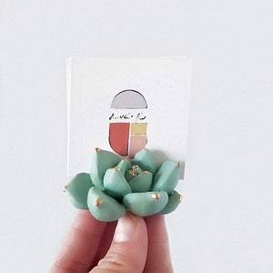 Sea Green Mint Succulent Business Card Holder Gold - Tips Only