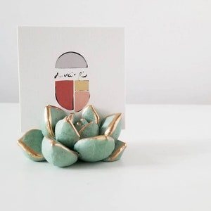 Sea Green Mint Succulent Business Card Holder image 1