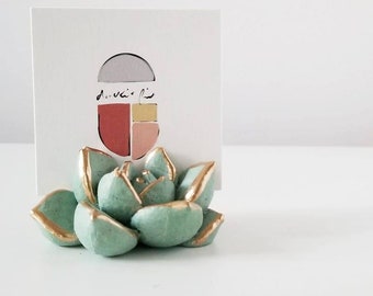 Sea Green Mint Succulent Business Card Holder