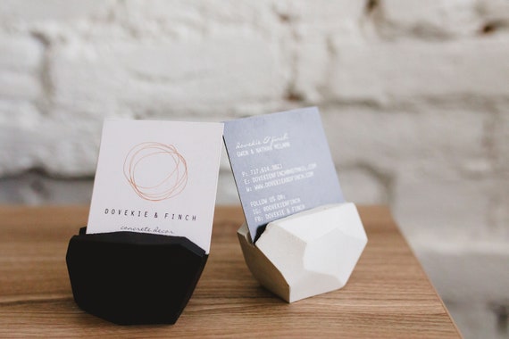 Concrete Gemstone Business Card Holder/Modern Office Decor/place card /Boss gift/Desk Decor/wedding decor/Business cardholder/new job gift