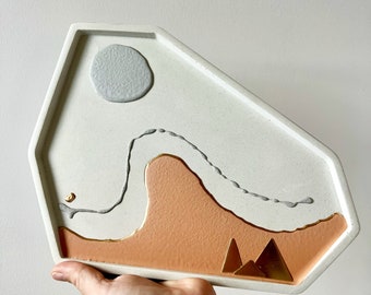 Abstract Concrete Tray/Boho Jewelry dish