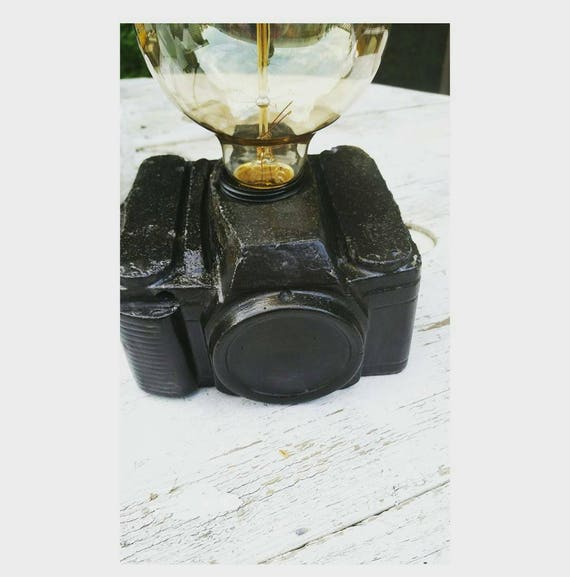Camera Lamp/Concrete Lamp/Photographer Gift/Camera Decor/ Concrete decor/Vintage Home Decor/Vintage Camera Decor/Office light/Desk Lamp/