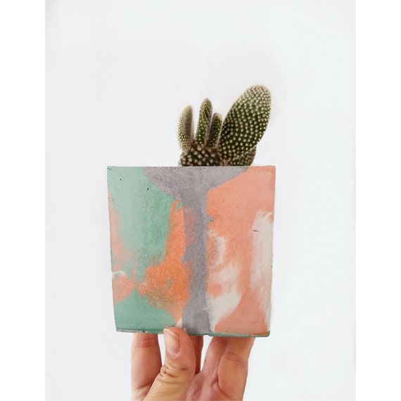 Modern Cube Planter/Succulent Planter/Desk Planter/Concrete Home Decor/Geometic Decor/Minimalist/Square Planter/Cactus Planter/Abstract art/