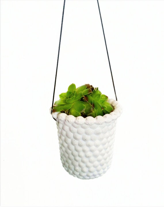 Modern Vintage Hanging Planter/Milk Glass Style Planter/Small Indoor Planter/Succulent planter/Cactus planter/Air plant holder/Retro/
