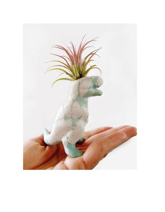 Marbled Mint & White Dinosaur Concrete Planter/Air Plant Holder/Dino/Indoor Planter/Dino decor/Trex/Office decor/Dorm Decor/Modern Planter
