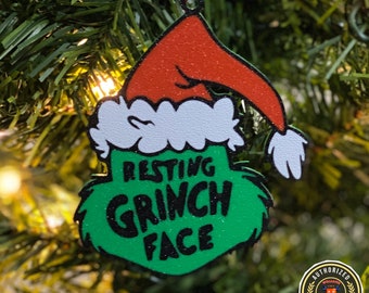 Resting Grinch Face Ornament