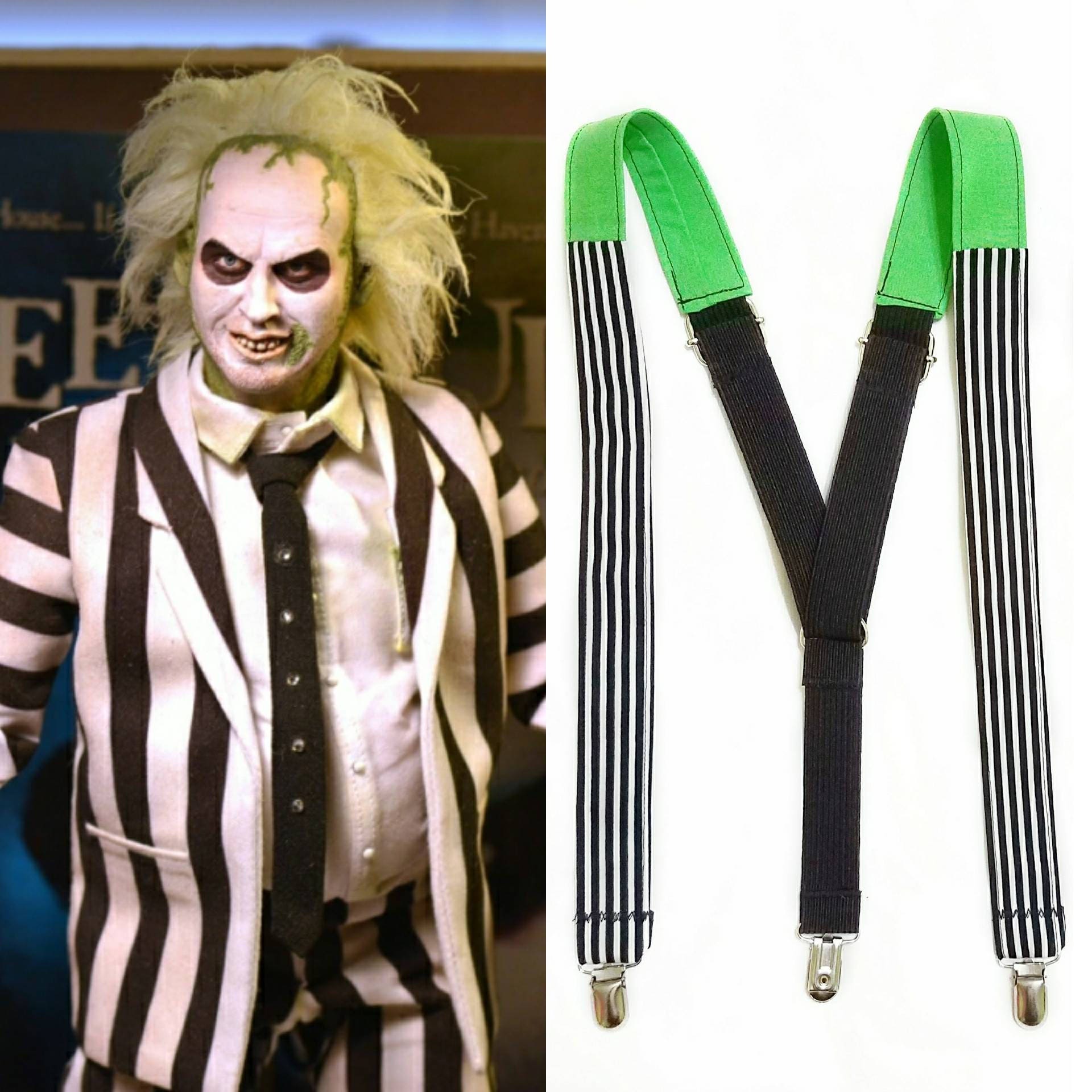 Beetlejuice Inspired Suspenders and Bow Tie or Hair Bow. | Etsy