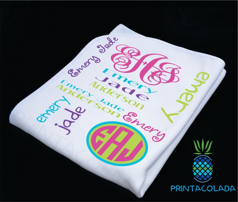 Personalized Baby Blanket Baby Name Blanket Monogram baby blanket Custom Baby Blanket Swaddle Blanket Receiving Blanket