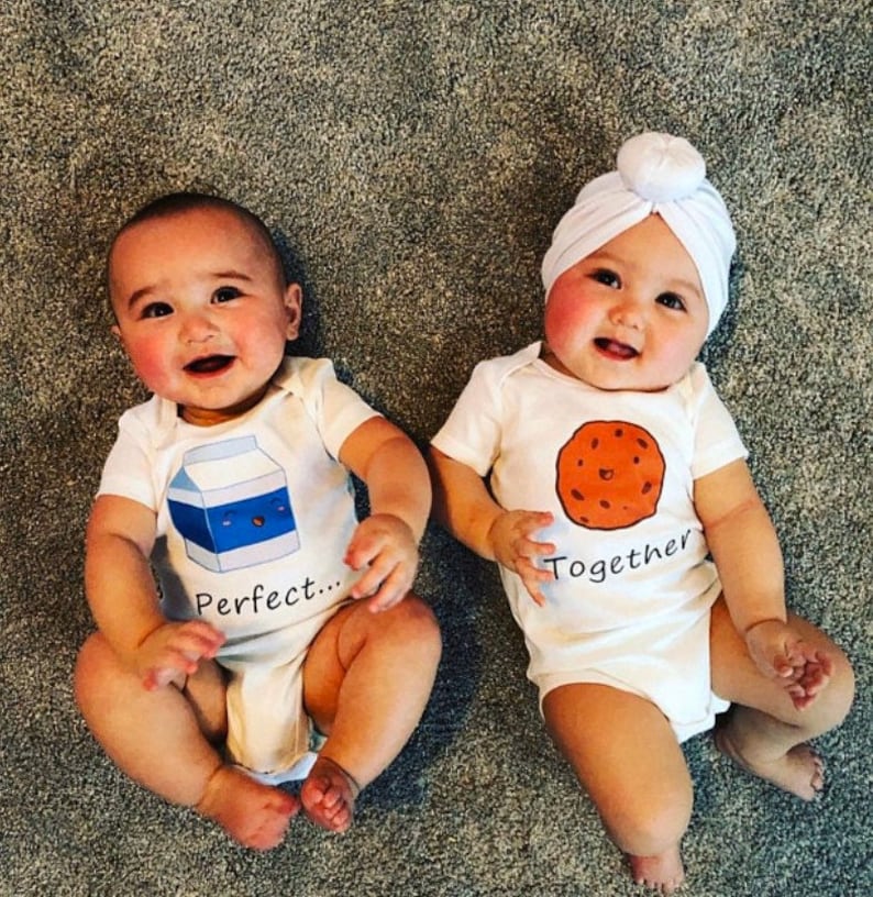 Milk and Cookies Twin Baby Clothes or Gerber Onesies Twin Etsy