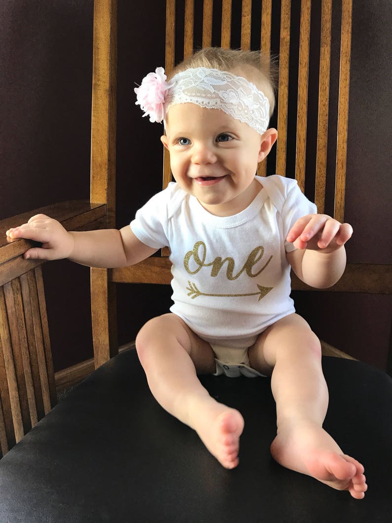 First Birthday Baby Girl Onesie First Birthday Onesie First Etsy
