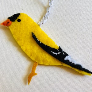 Handmade Felt Bird Ornament American Goldfinch-- Finch Ornament
