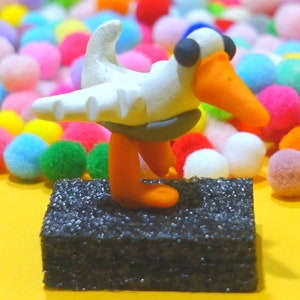 One Legged Seagull Funny Figurine - Hand made polymer clay unique seagull animal figurine