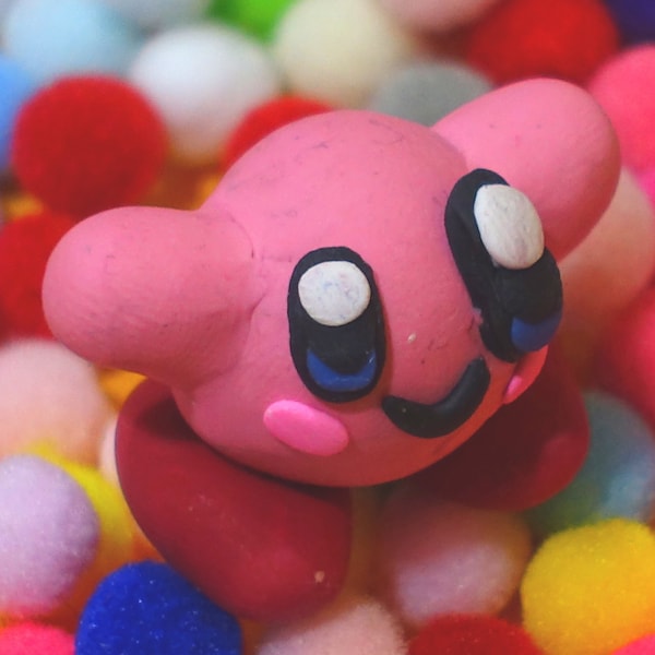 Cute Kirby Mini Figure - Hand made polymer clay mini Nintendo Kirby figurine