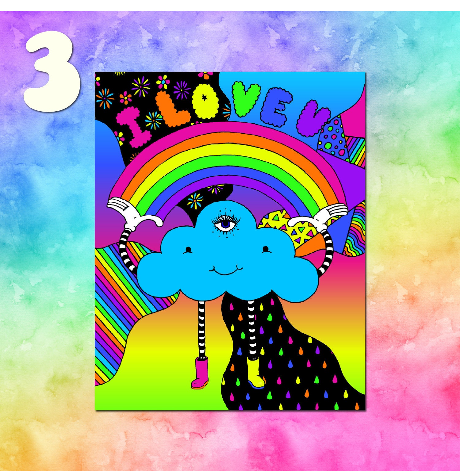 Mini Colorful Trippy Art Prints | Etsy