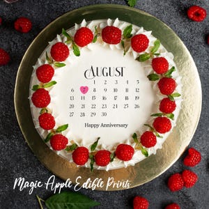 8&quot;  Round Calendar Cake Topper Edible Print  / Custom month and date