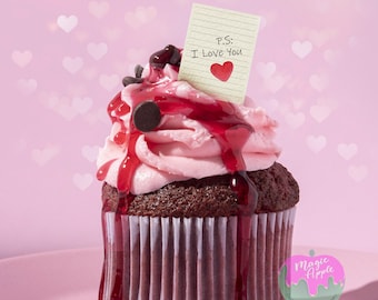 Valentine Edible Wafer Paper Cupcake Toppers: Love Message, 24pc