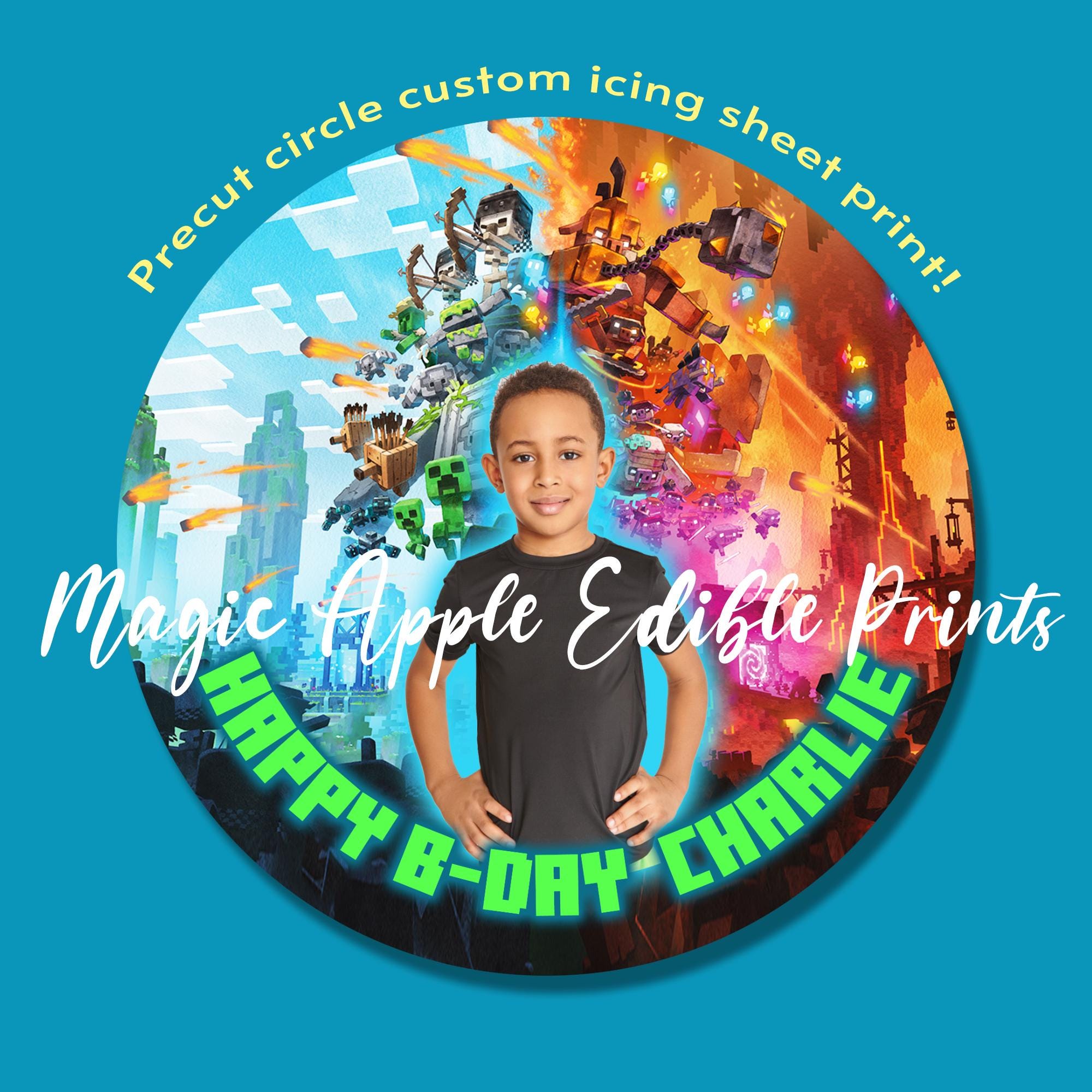 MineC-Game Edible Cake Topper