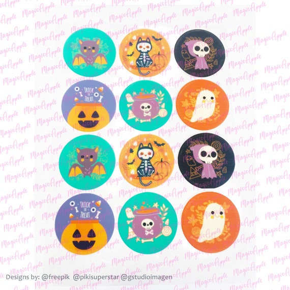Halloween toppers for hot chocolate, coffee and cocktails. Edible print  toppers for drinks. Sheet of 12 edible toppers 2.5