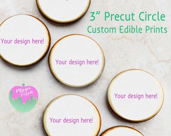 Custom Edible Cupcake Toppers: 3" Precut Circle Prints (6 per order)